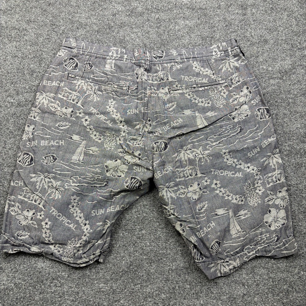 Ikka Mens Adult XL / 34 Waist Gray Sun Beach All Over Shorts Japan! - Picture 7 of 7